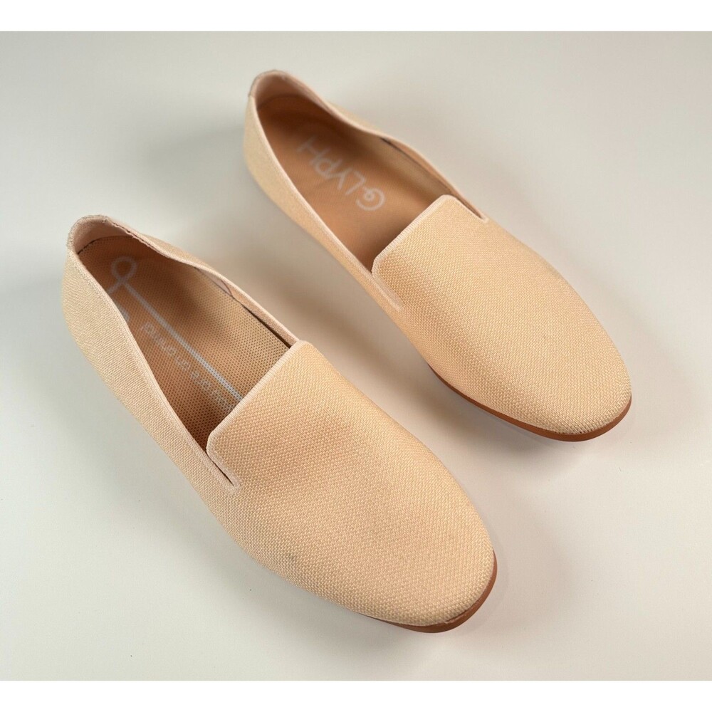 Glyph Shoes Mens Beige Knit Loafer Minimalist Slip On Flat Casual Travel Size 7